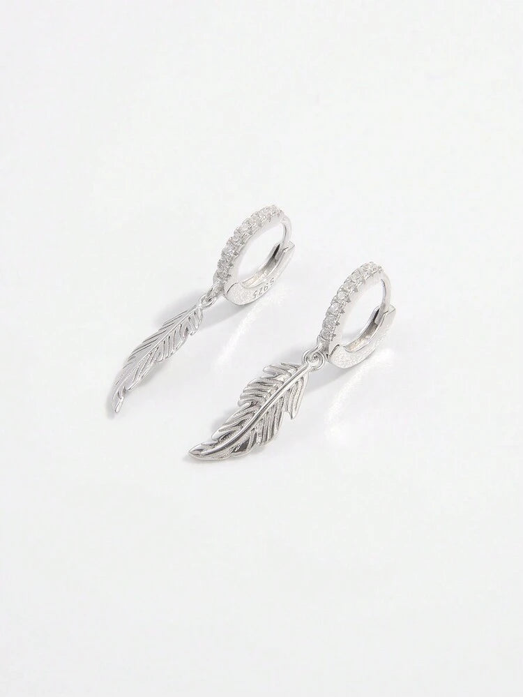 🪶✨ حلق ريشة شيك أوي من فضة 925 ✨🪶