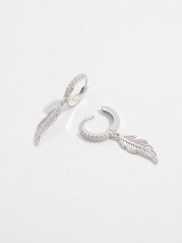 🪶✨ حلق ريشة شيك أوي من فضة 925 ✨🪶