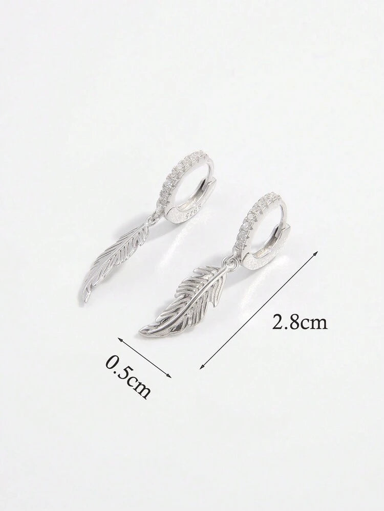 🪶✨ حلق ريشة شيك أوي من فضة 925 ✨🪶