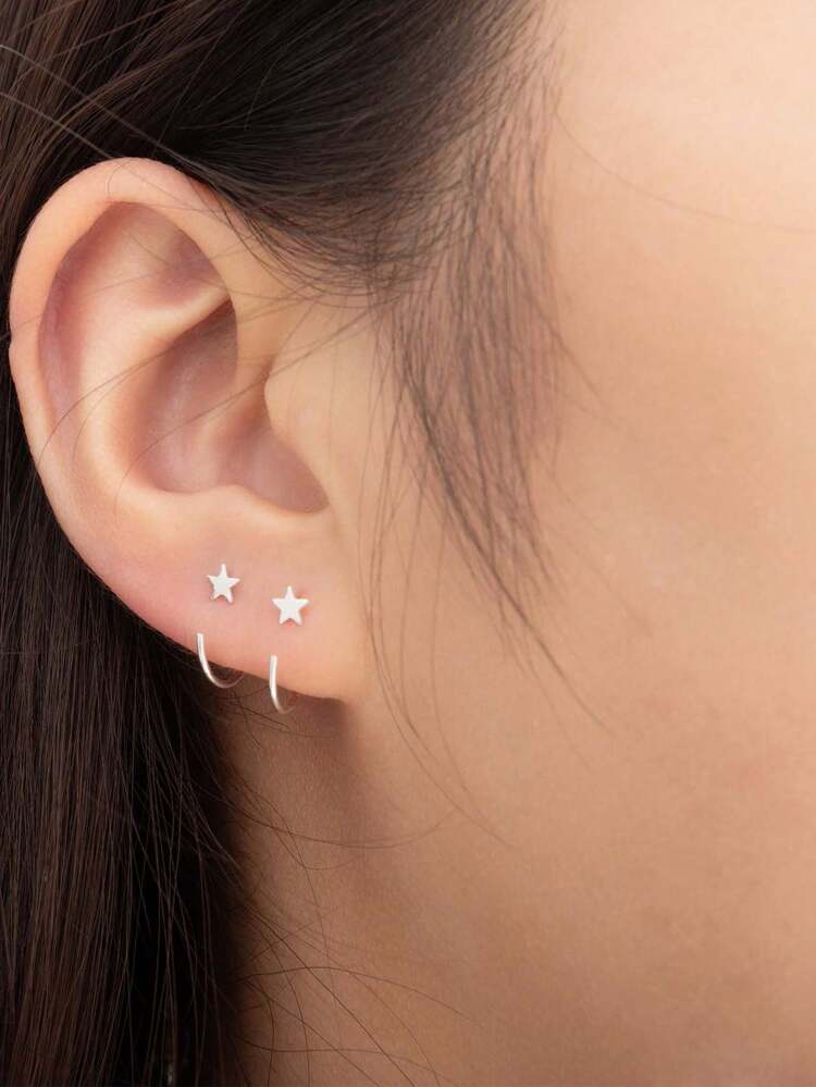 ⭐✨ حلق نجمة من فضة 925