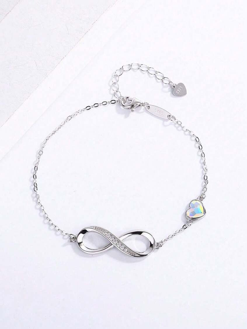 ♾️ سوار قلب × لانهاية من فضة 925 ♾️💖