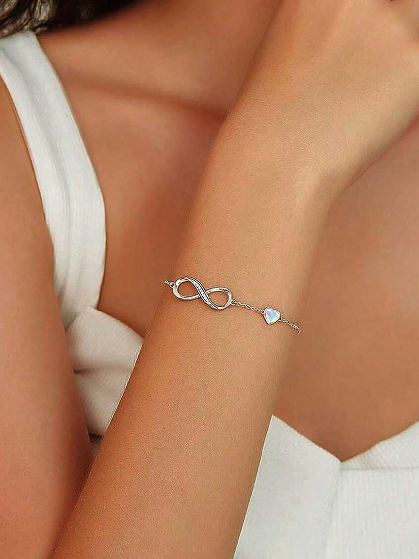 ♾️ سوار قلب × لانهاية من فضة 925 ♾️💖