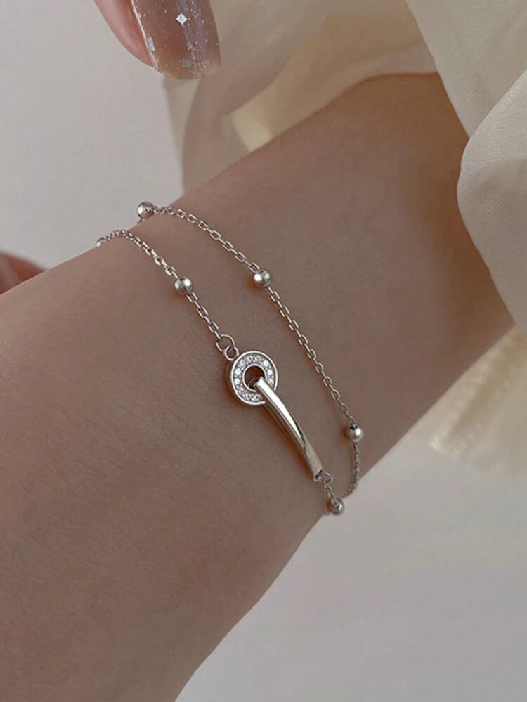 ✨🔗 انسيال فضة S925 بدزاين دائرتين فوق بعض