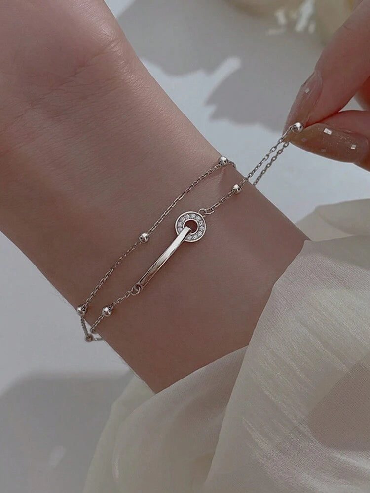 ✨🔗 انسيال فضة S925 بدزاين دائرتين فوق بعض