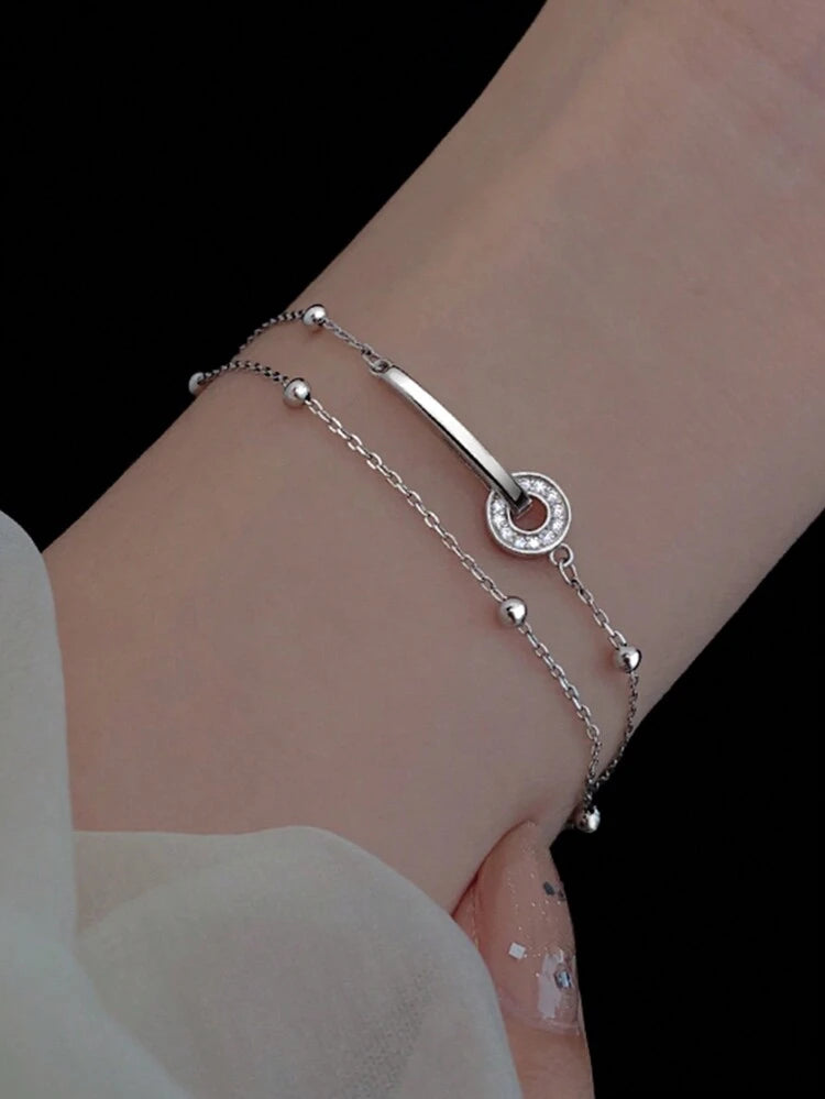 ✨🔗 انسيال فضة S925 بدزاين دائرتين فوق بعض