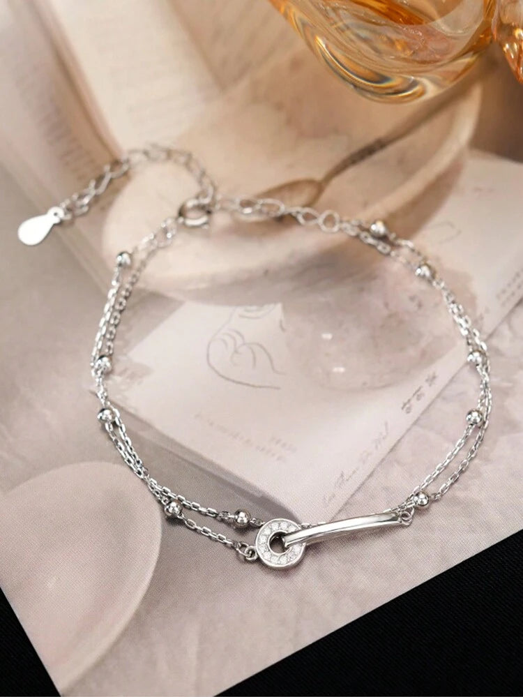 ✨🔗 انسيال فضة S925 بدزاين دائرتين فوق بعض